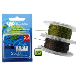 Giants Fishing Návazcová Šňůrka Carp Braid Sinking Camou Brown 20m Nosnost: 35lb