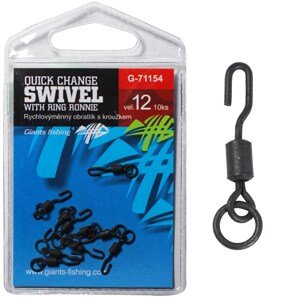 Giants Fishing Rychlovýměnný Obratlík S Kroužkem Quick Change Swivel With Ring Ronnie - Vel.12 / 10ks