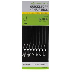 Korum Hotové Návazce Big Fish Quickstop Hair Rigs Barbless 10cm 8ks Velikost háčku: #10, Průměr: 0,28mm