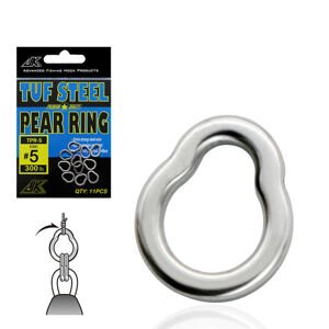 JK Fishing JK Kroužky TUF Steel Pear Ring Nosnost: 110lb, Počet kusů: 13ks, Velikost: #3