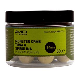 Avid Plovoucí boilie Premium Pop-Ups Monster Crab-Tuna & Spirulina 14mm 50g