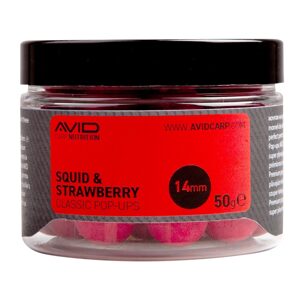 Avid Plovoucí boilie Classic Pop-Up Squid & Strawberry 14mm 50g