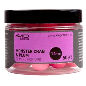 Avid Plovoucí boilie Classic Pop-Ups Monster Crab & Plum 14mm 50g