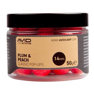 Avid Plovoucí boilie Classic Pop-Ups Plum & Peach 14mm 50g