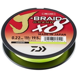 Daiwa splétaná šňůra j-braid grand x8e chartreuse 270 m - 0,06 mm 5 kg