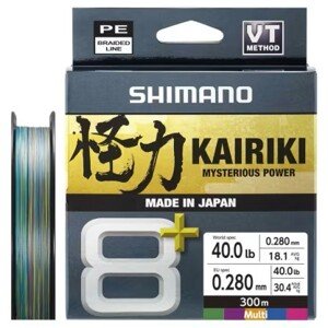Shimano splétaná šňůra line kairiki 8+ multi color 300 m - 0,28 mm 31,9 kg