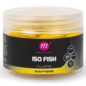 Mainline vyvážené boilie fluoro wafters iso fish 150 ml 15 mm - yellow