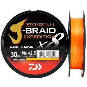 Daiwa splétaná šnůra j-braid exped. x8e 3000m smash orange - 0,18 mm 12,3 kg