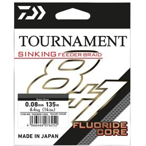 Daiwa splétaná šňůra tournament sinking feeder braid grey 8+1 135 m - 0,08 mm