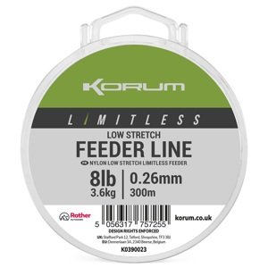Korum vlasec limitless low stretch feeder line 300 m - 0,26 mm 3,6 kg