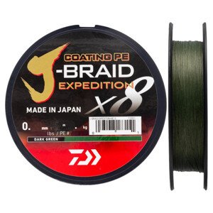 Daiwa splétaná šnůra j-braid expedition x8e dark green 150 m - 0,10 mm 6,9 kg