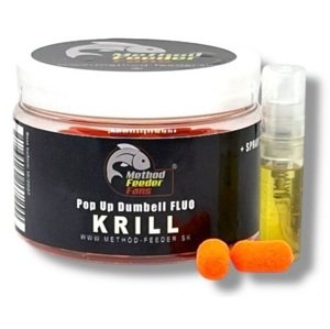 Method feeder fans plovoucí dumbell pop up 8x15 mm 150 ml + sprej esence 2 ml - krill