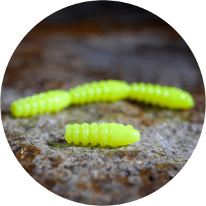 Redbass gumová nástraha trout grub signal yellow uv color - 3x33 mm