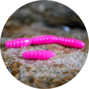 Redbass gumová nástraha trout grub signal pink uv color - 3x33 mm
