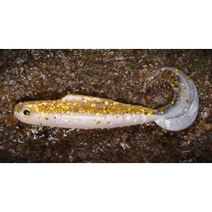 Redbass gumová nástraha twister kixter gold/silver gt - l 100 mm