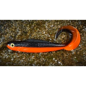 Redbass gumová nástraha twister kixter black/signal orange uv color - l 100 mm