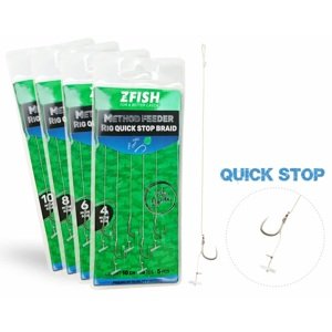 Zfish návazec method feeder rig quick stop braid 10 cm 5 ks - velikost háčku 10