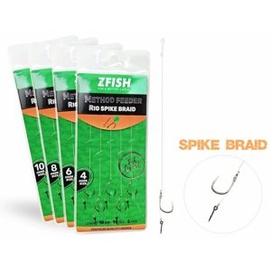Zfish návazec method feeder rig spike braid 10 cm 5 ks - velikost háčku 4