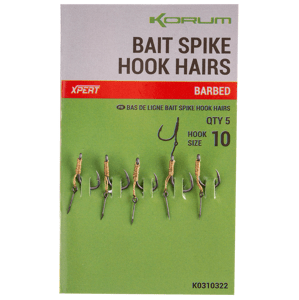 Korum návazec bait spike hook hairs barbed 5 ks - velikost háčku 10