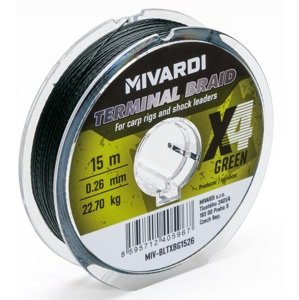 Mivardi pletená šňůra terminal x4 braid green 15 m - 0,10 mm 7,75 kg